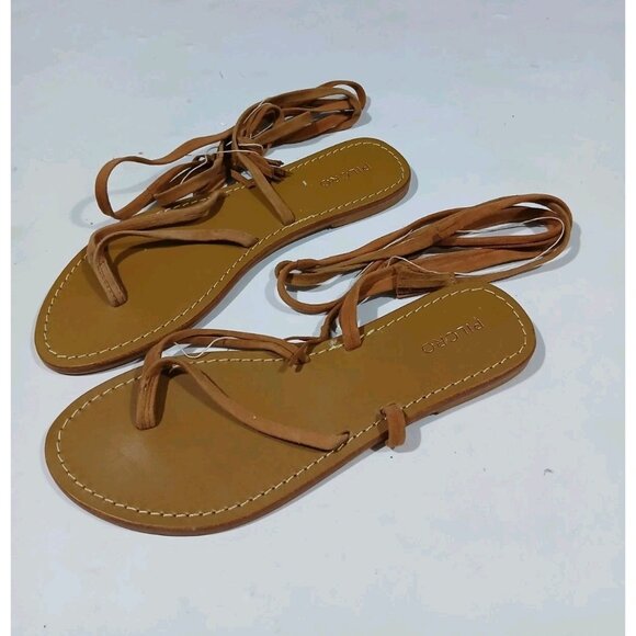 Pilcro Anthropologie Gladiator Lace Up Sandals Size 7 Suede Leather Brown - Picture 1 of 6
